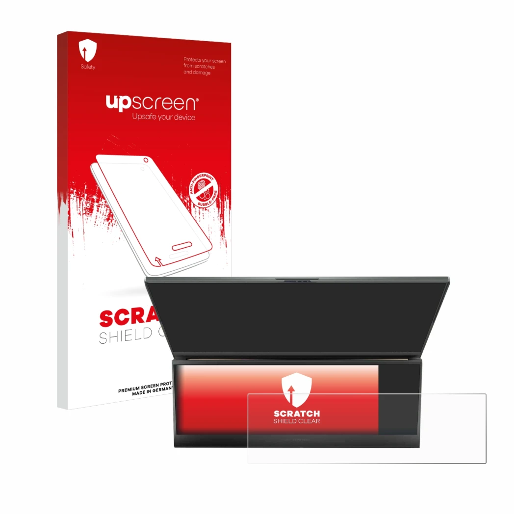 Front side of a product packaging with the brand logo upscreen. Next to it is the device ASUS ROG Zephyrus Duo 16 2023 (ONLY T