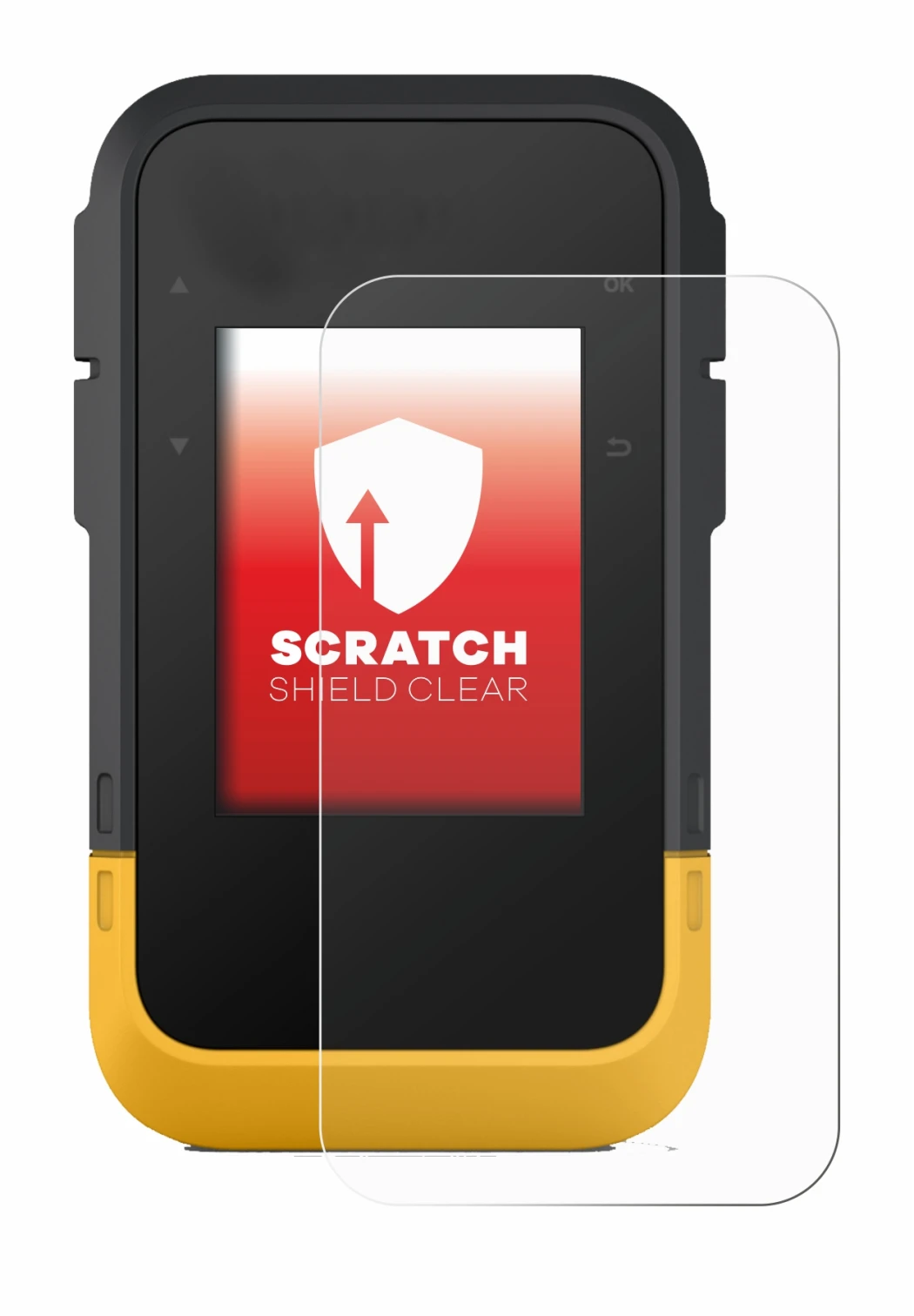 Image of the device Garmin eTrex SE with a wide variety of screen protectors.