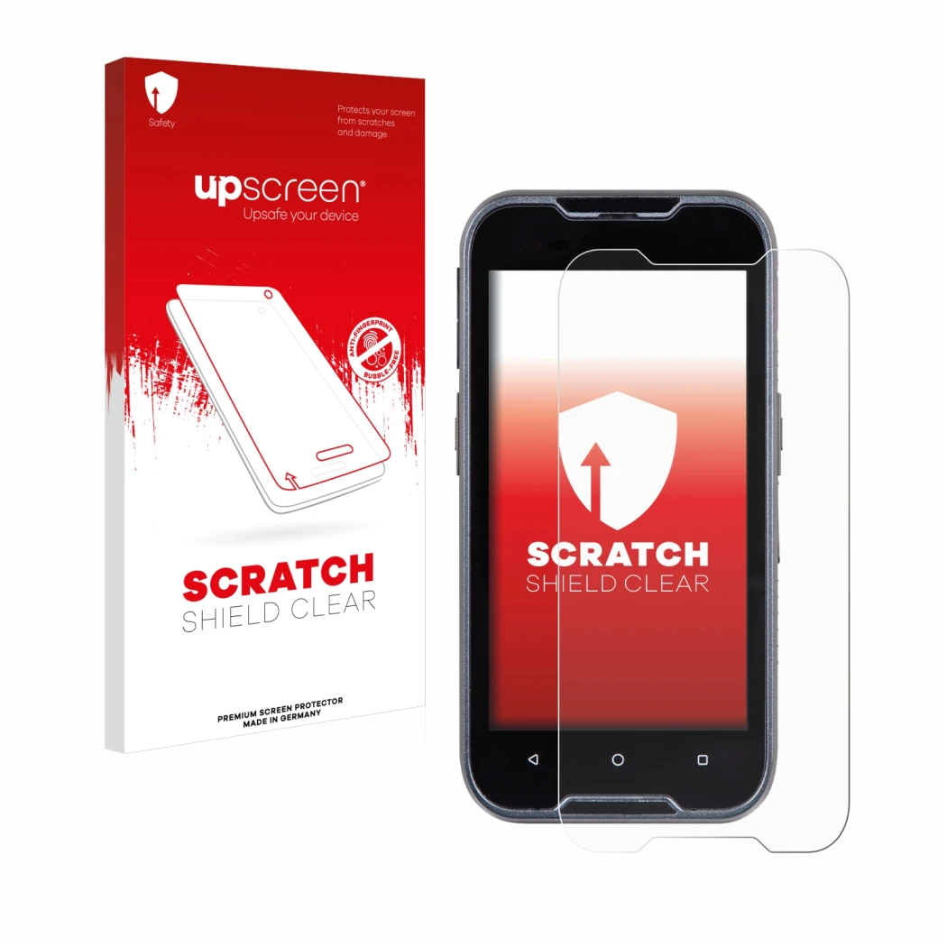 Front side of a product packaging with the brand logo upscreen. Next to it is the device Datalogic Memor 11 shown with the cor