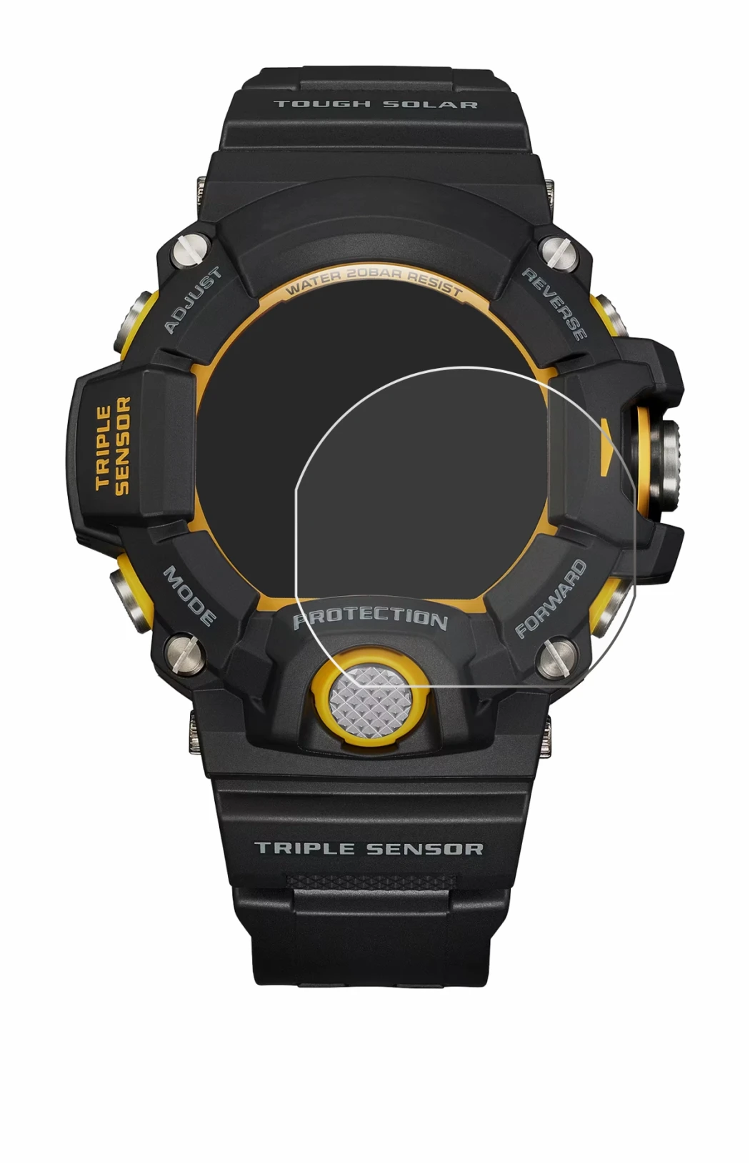 Image of the device Casio G-Shock GW-9400Y-1 with a wide variety of screen protectors.