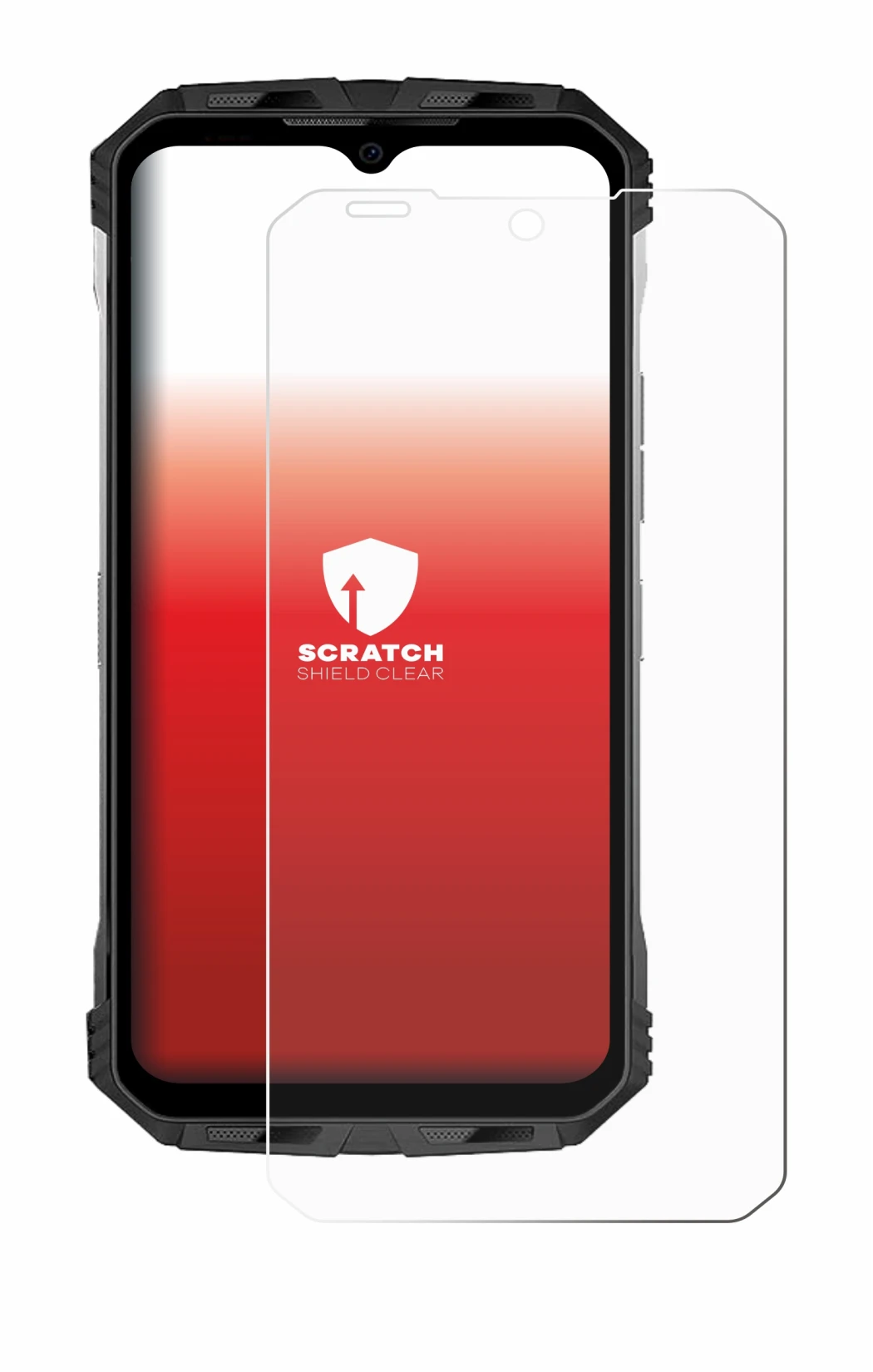 Image of the device Doogee S110 with a wide variety of screen protectors.