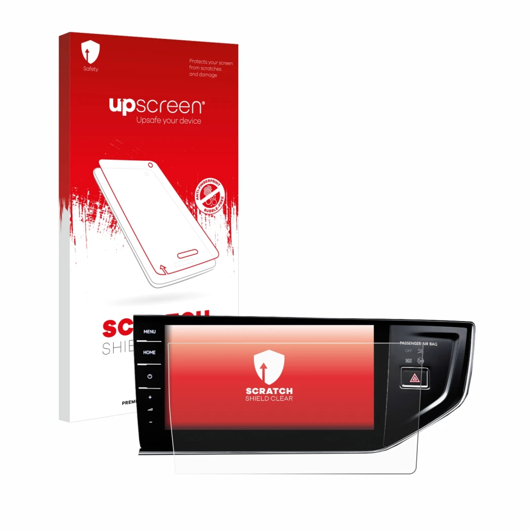 Front side of a product packaging with the brand logo upscreen. Next to it is the device Volkswagen Polo VI Discover Pro 9,2