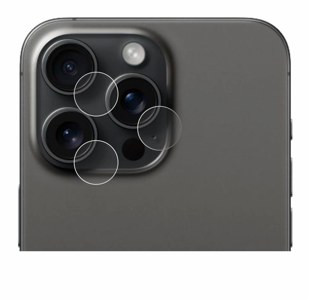 Image of the device Apple iPhone 15 Pro Max (ONLY Camera Lens) with a wide variety of screen protectors.