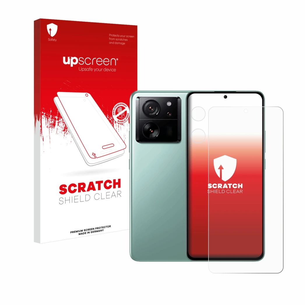 Front side of a product packaging with the brand logo upscreen. Next to it is the device Xiaomi 13T Pro (Front+Camera) shown w