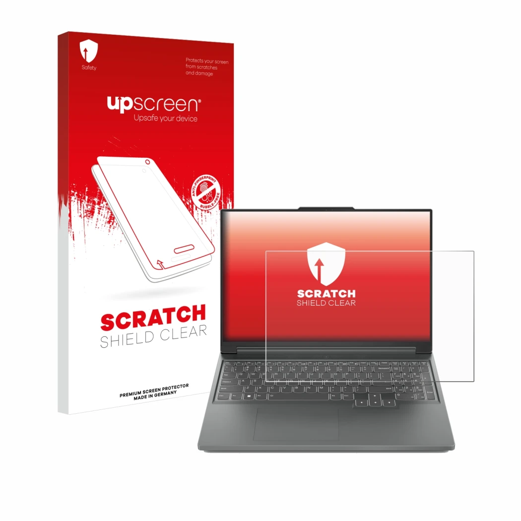 Front side of a product packaging with the brand logo upscreen. Next to it is the device Lenovo Legion Slim 5 14 shown with th