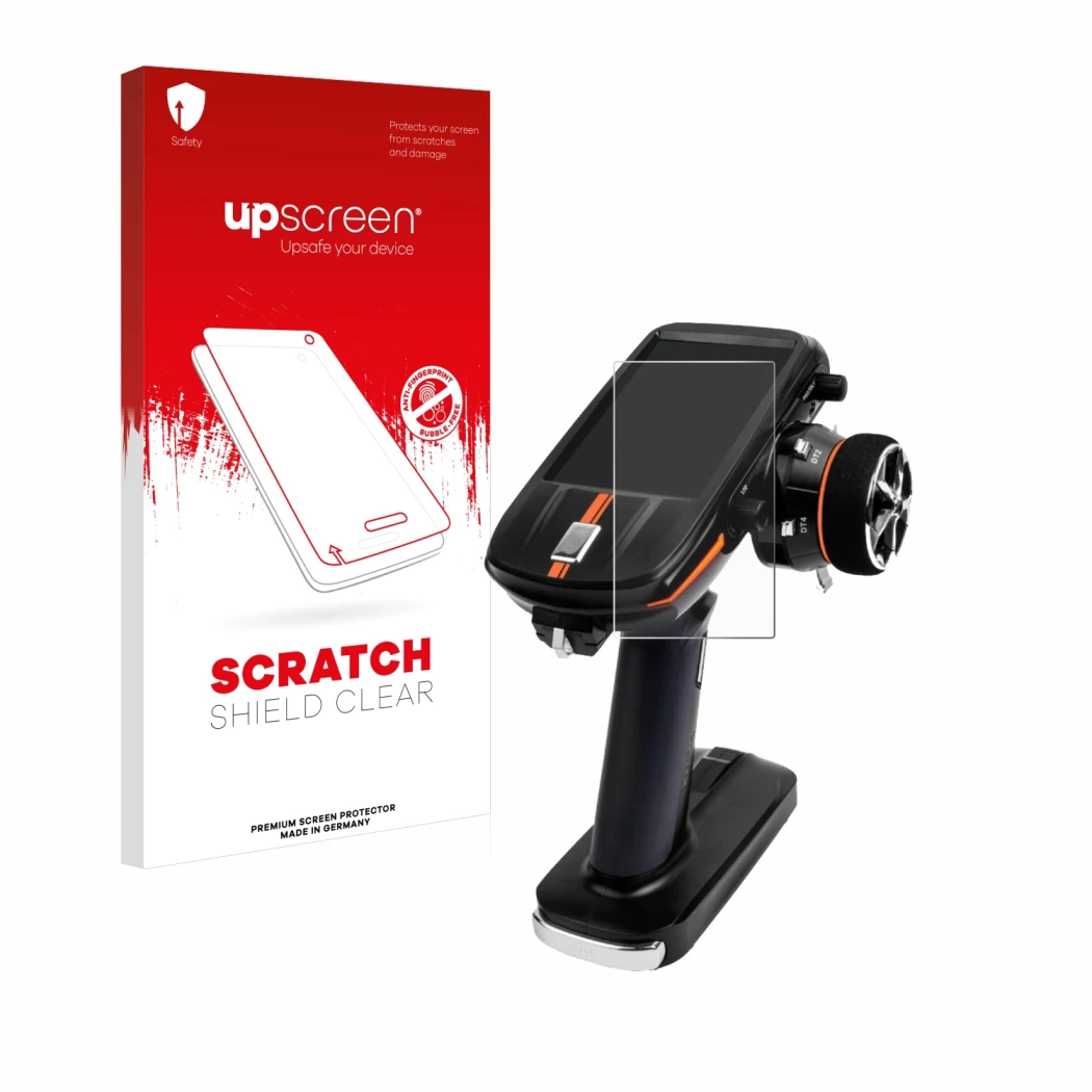 Front side of a product packaging with the brand logo upscreen. Next to it is the device RadioLink RC8X shown with the corresp