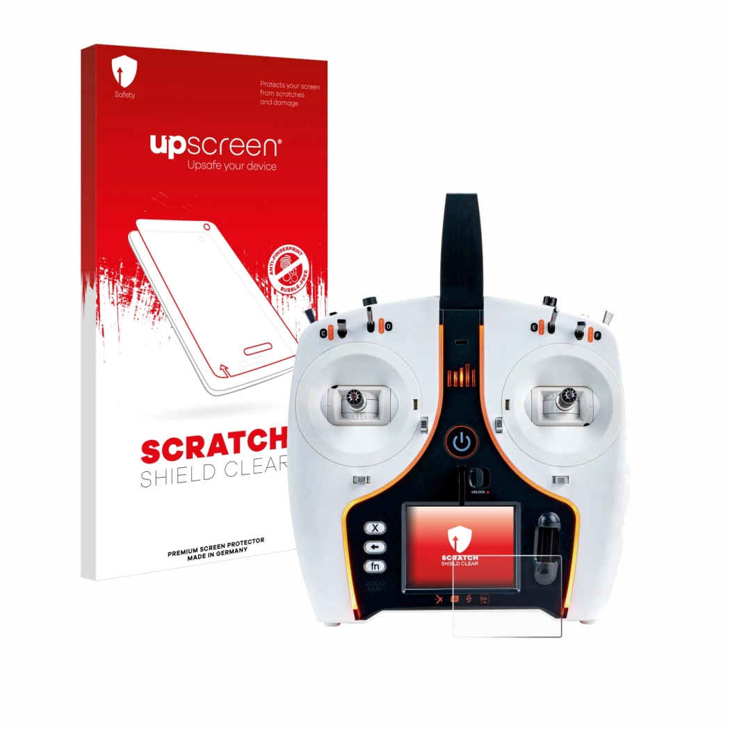 Front side of a product packaging with the brand logo upscreen. Next to it is the device Spektrum NX7e shown with the correspo