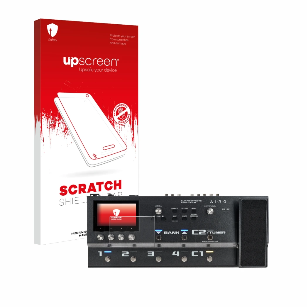 Front side of a product packaging with the brand logo upscreen. Next to it is the device Boss GX-100 shown with the correspond