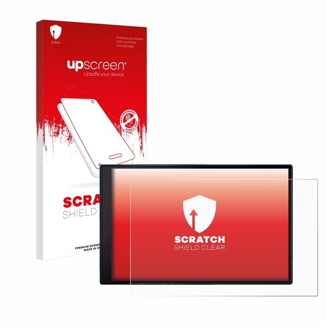 Front side of a product packaging with the brand logo upscreen. Next to it is the device Garmin DriveSmart 86 MT-S shown with