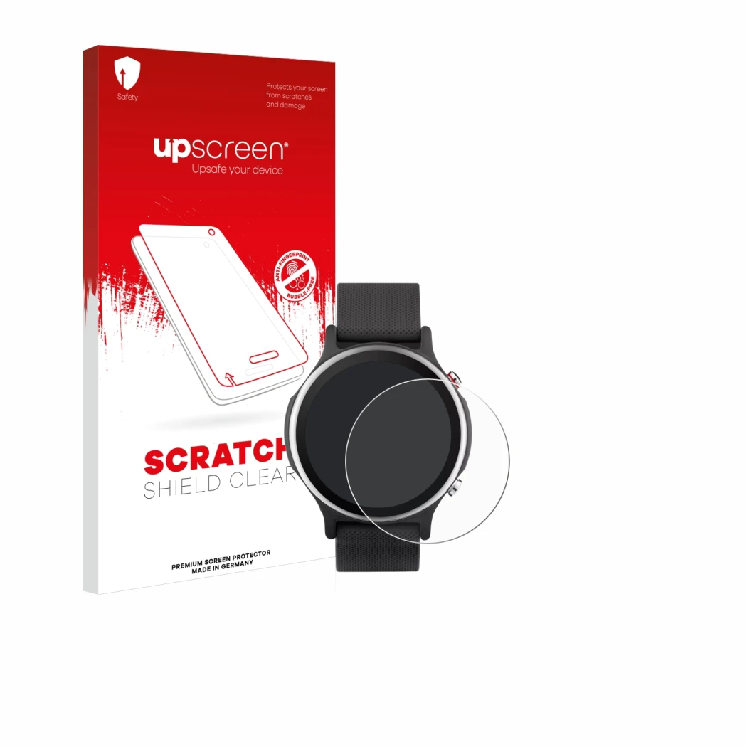 Front side of a product packaging with the brand logo upscreen. Next to it is the device ASUS VivoWatch 6 shown with the corre