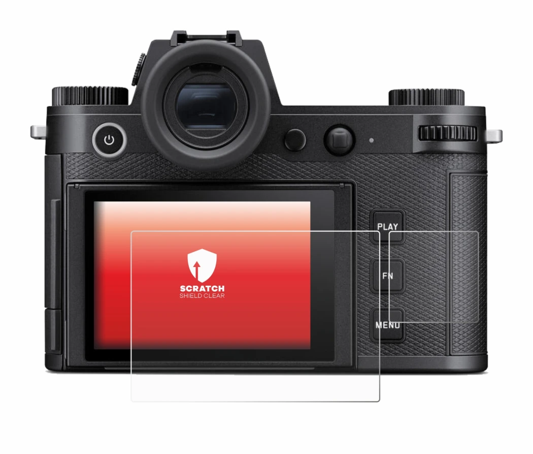Image of the device Leica SL3 (Display + top plate display) with a wide variety of screen protectors.