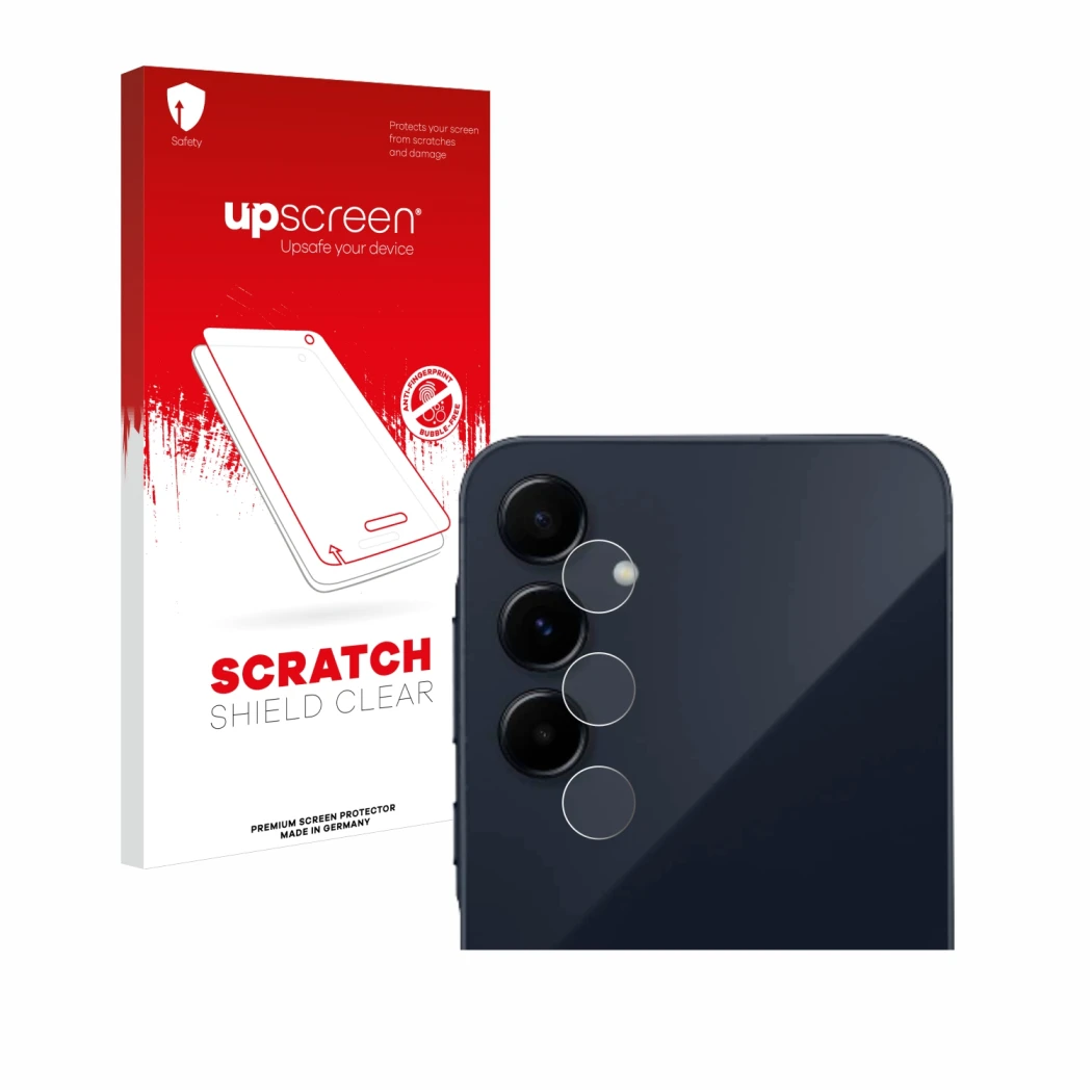 Front side of a product packaging with the brand logo upscreen. Next to it is the device Samsung Galaxy A55 5G (ONLY Camera Le