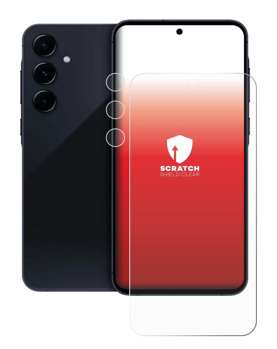 Image of the device Samsung Galaxy A55 5G (Front+Camera) with a wide variety of screen protectors.