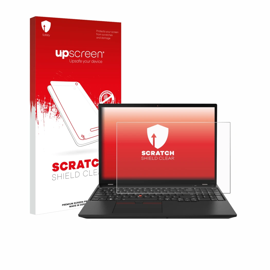 Front side of a product packaging with the brand logo upscreen. Next to it is the device Lenovo ThinkPad P16s Gen 2 shown with