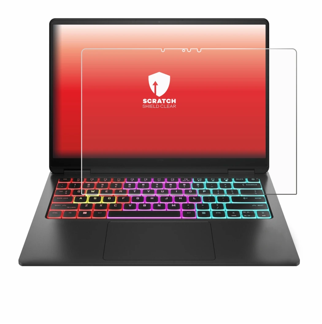 Image of the device HP Omen Transcend 14 with a wide variety of screen protectors.