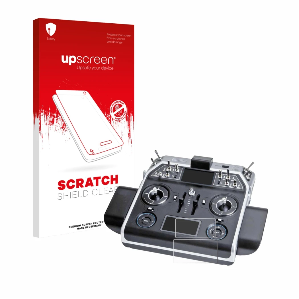 Front side of a product packaging with the brand logo upscreen. Next to it is the device Graupner MC-28 shown with the corresp