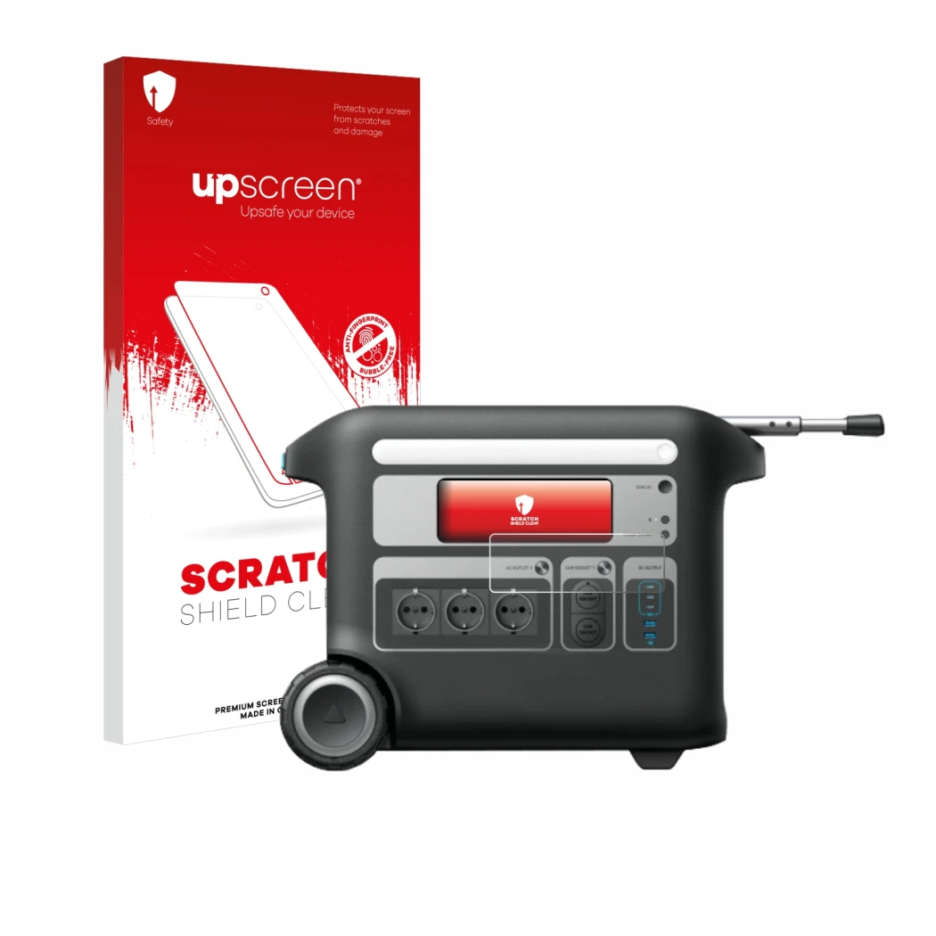 Front side of a product packaging with the brand logo upscreen. Next to it is the device Anker SOLIX F2000 shown with the corr