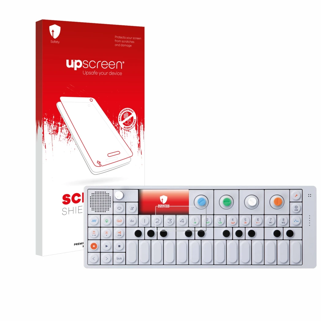 Front side of a product packaging with the brand logo upscreen. Next to it is the device Teenage Engineering OP-1 Sampler & Co