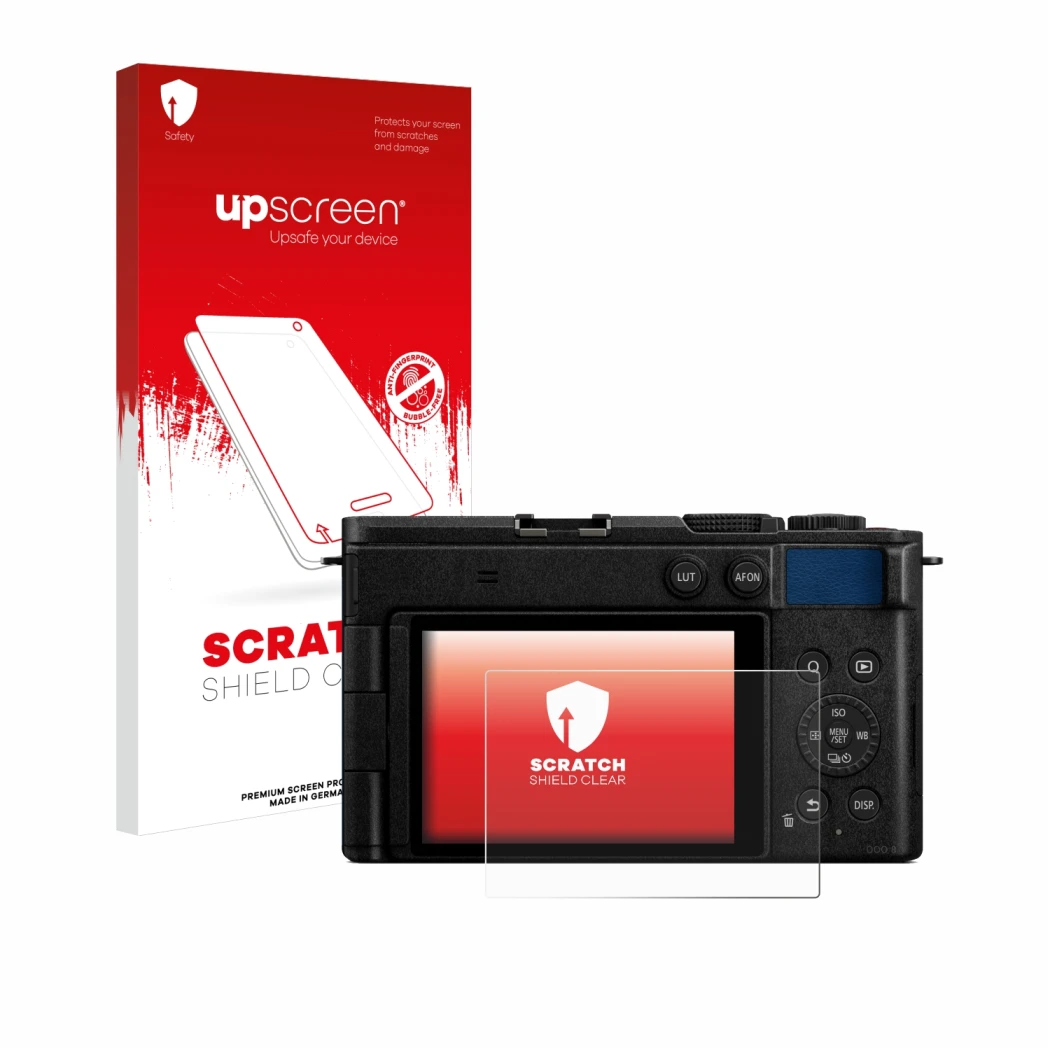 Front side of a product packaging with the brand logo upscreen. Next to it is the device Panasonic Lumix DC-S9 shown with the