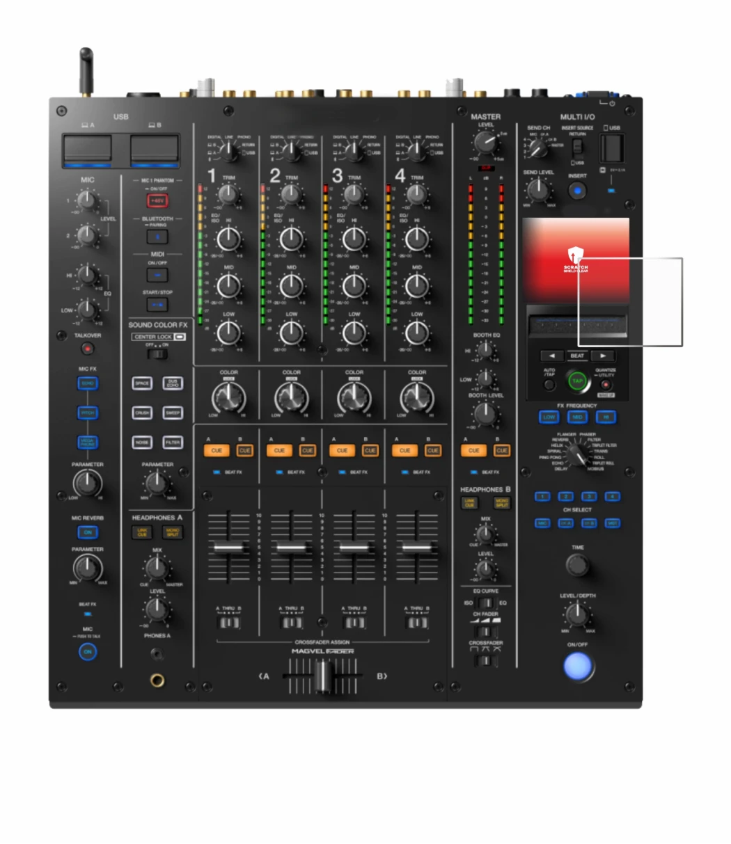 Image of the device Pioneer DJM A9 with a wide variety of screen protectors.