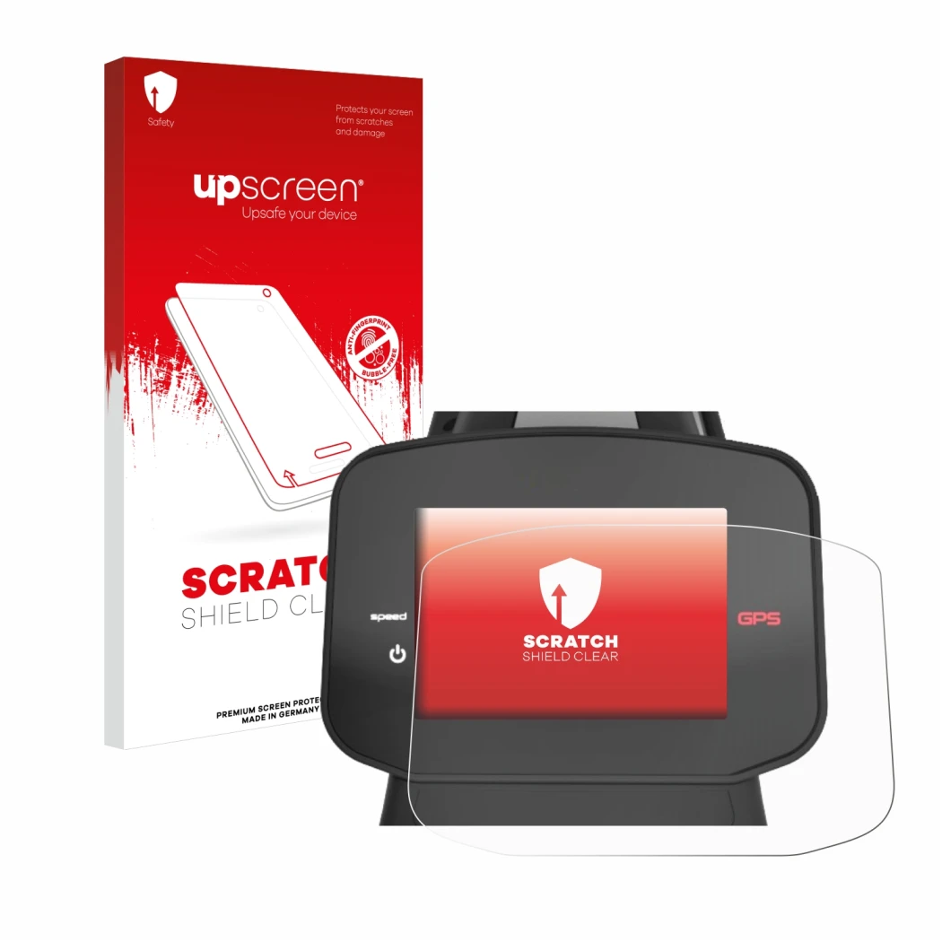 Front side of a product packaging with the brand logo upscreen. Next to it is the device PowaKaddy FX7 GPS 3.5