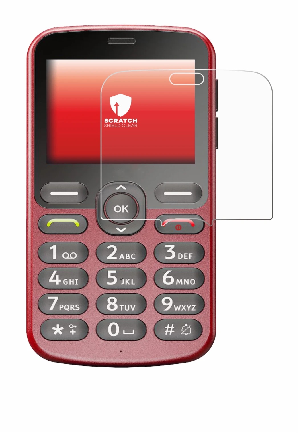 Image of the device Doro 1880 with a wide variety of screen protectors.