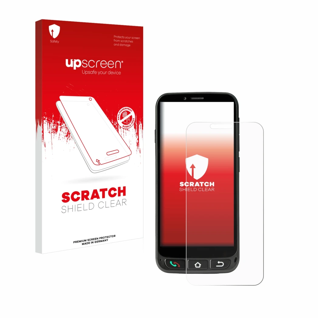Front side of a product packaging with the brand logo upscreen. Next to it is the device SPC Zeus 4G Pro shown with the corres
