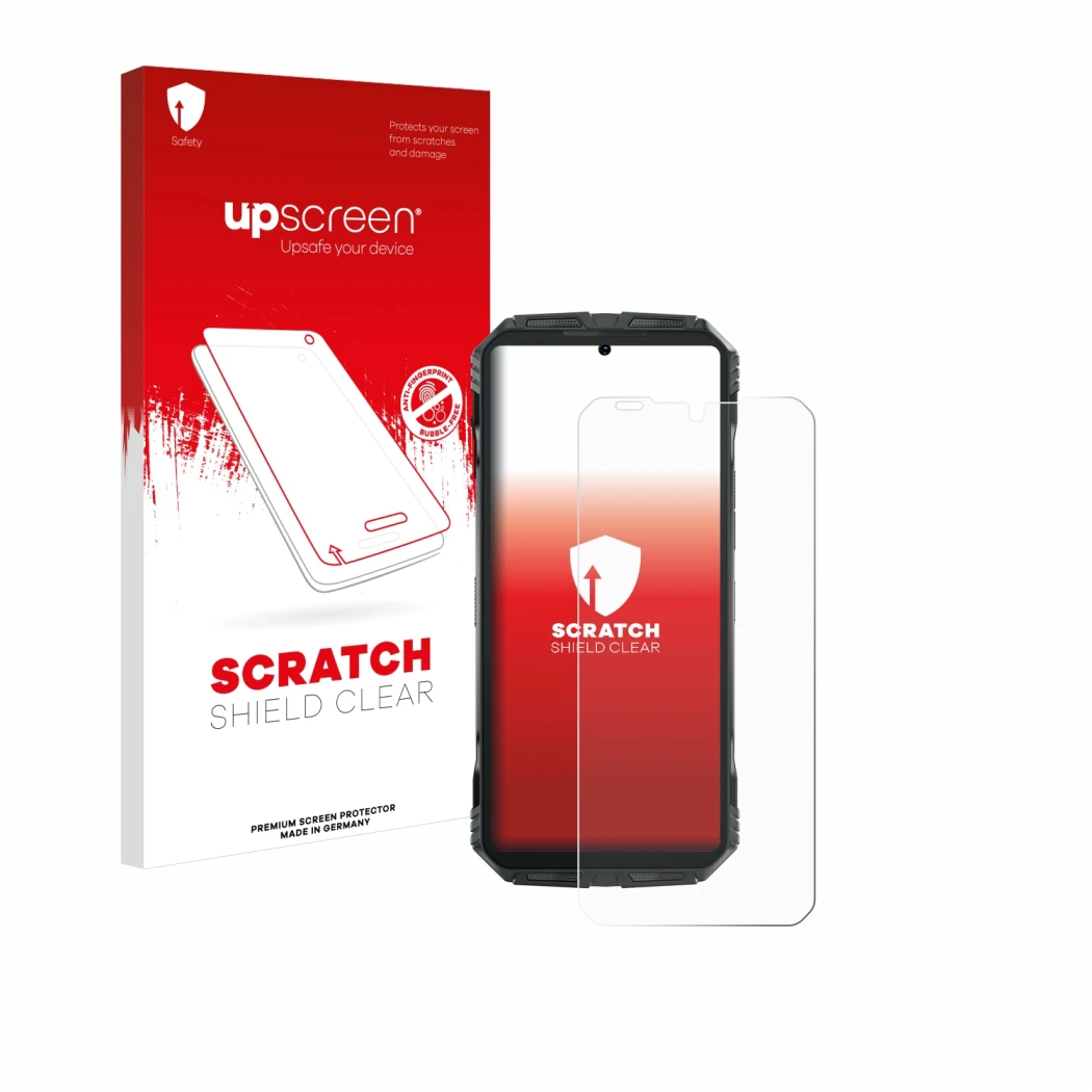Front side of a product packaging with the brand logo upscreen. Next to it is the device Doogee S Punk shown with the correspo
