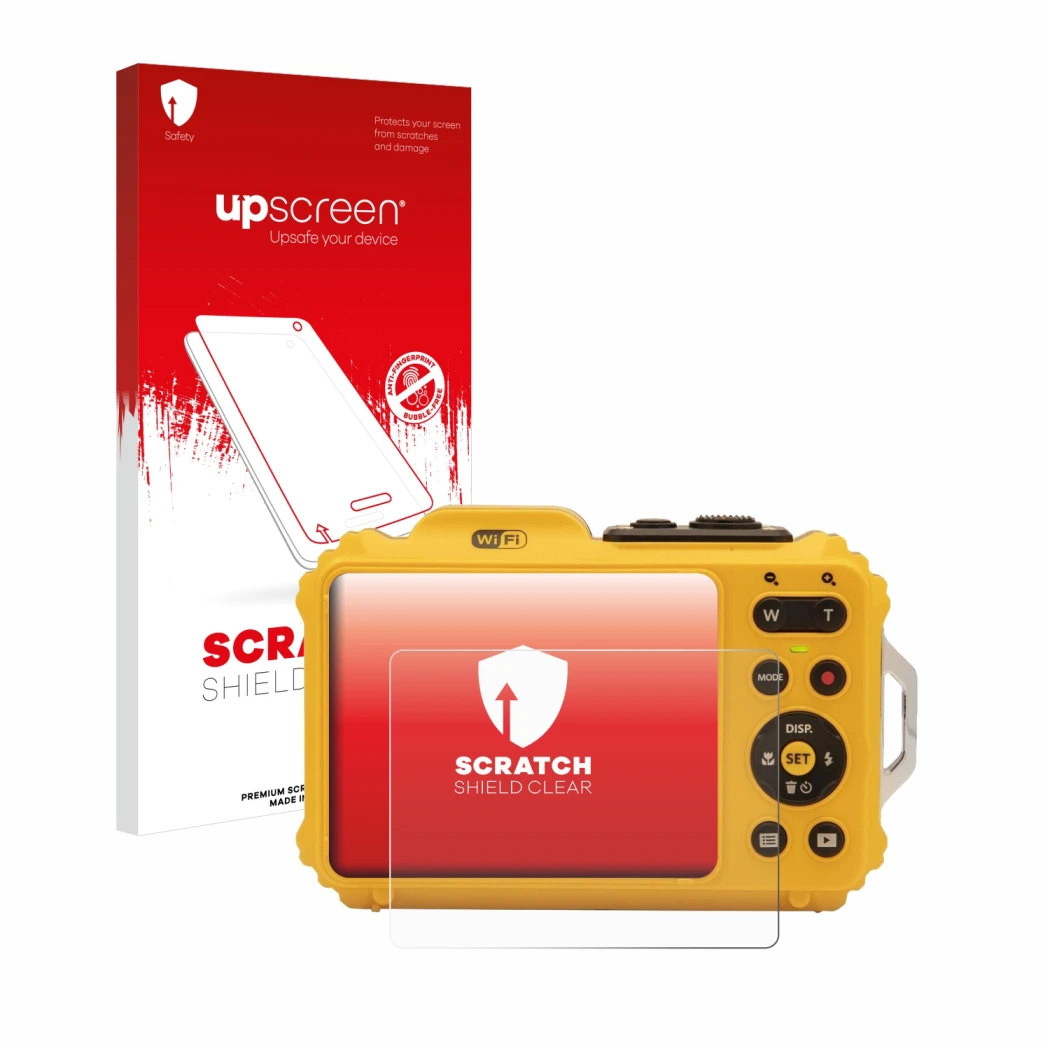 Front side of a product packaging with the brand logo upscreen. Next to it is the device Kodak Pixpro WPZ2 shown with the corr