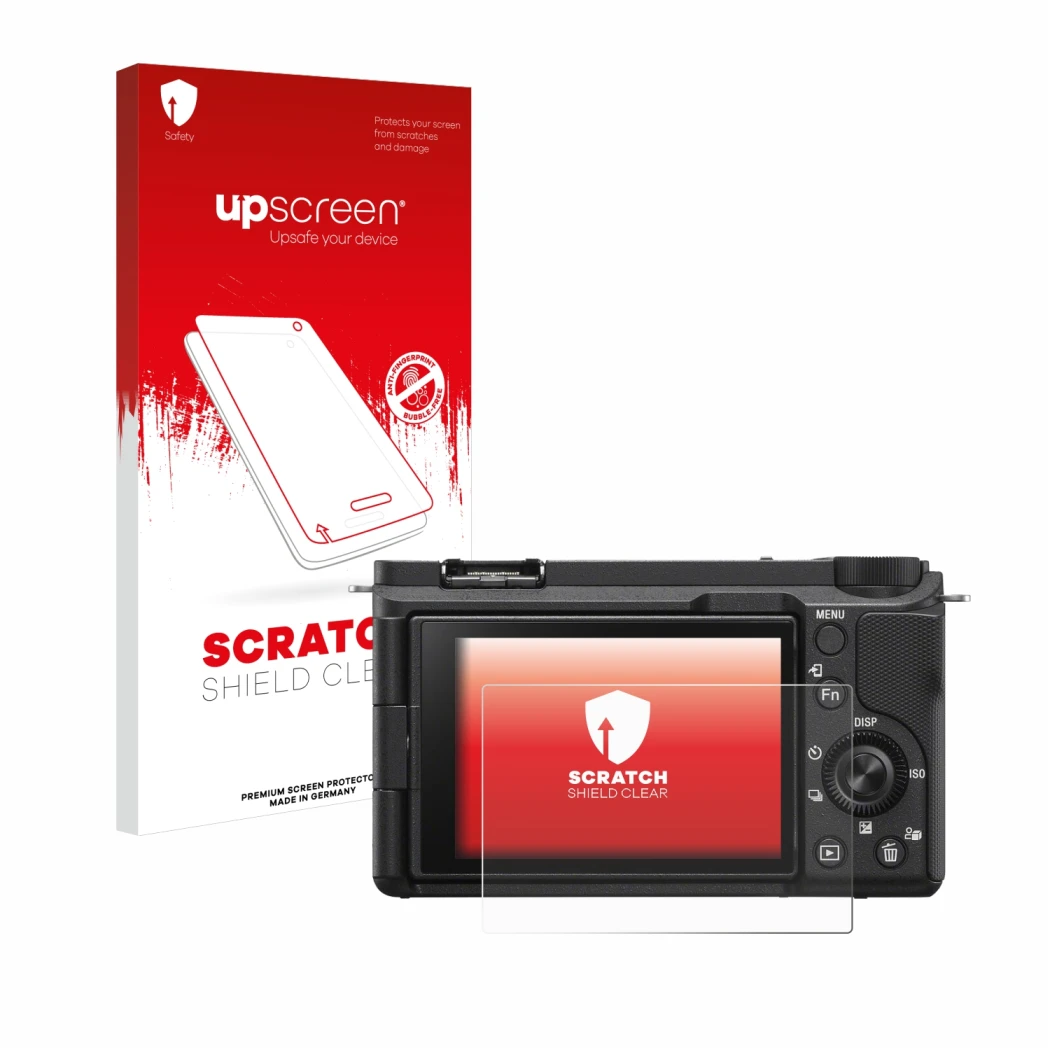 Front side of a product packaging with the brand logo upscreen. Next to it is the device Sony Alpha ZV-E10 II shown with the c