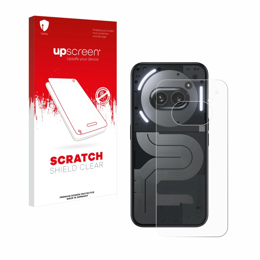 Front side of a product packaging with the brand logo upscreen. Next to it is the device Nothing Phone (2a) Plus (Back) shown