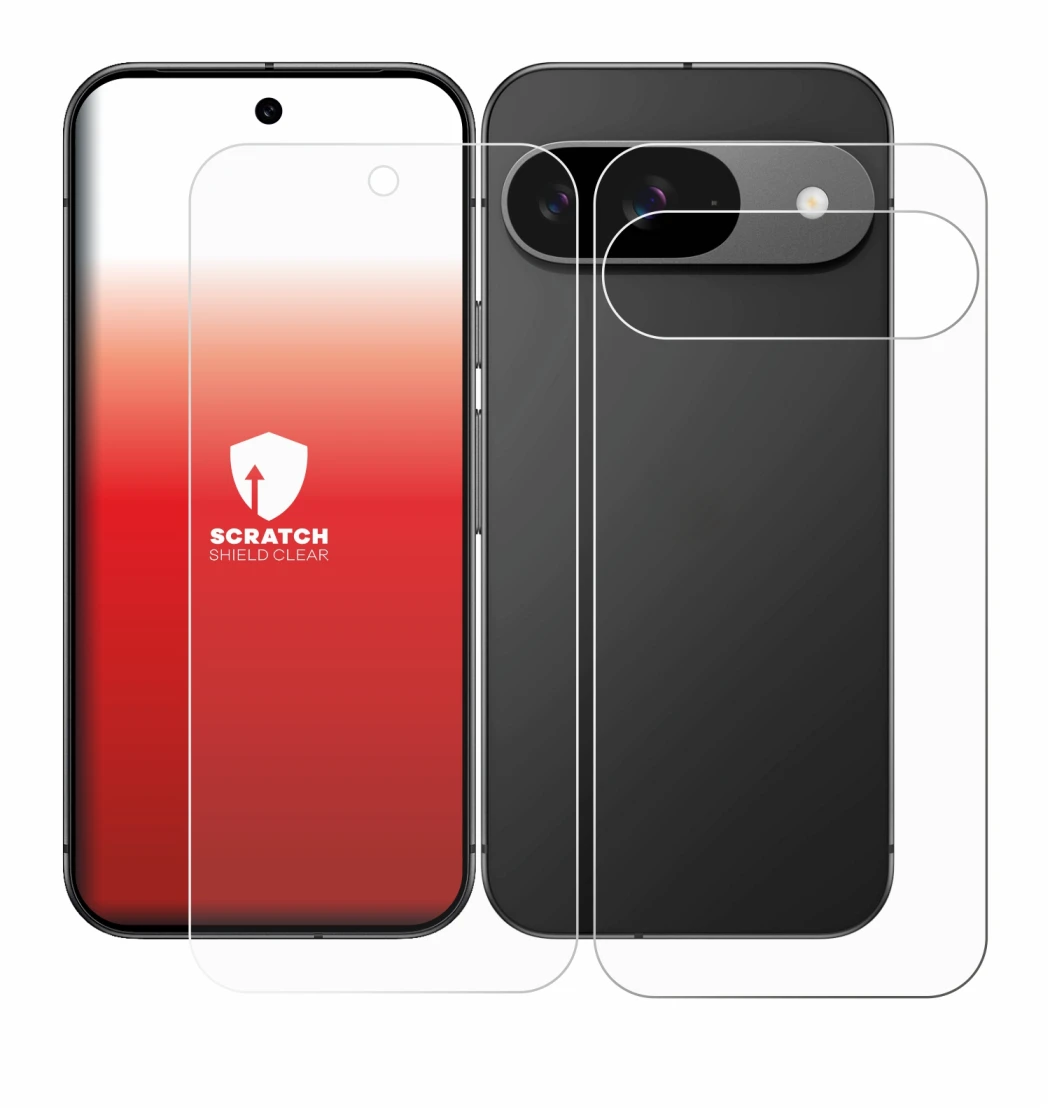 Image of the device Google Pixel 9 (Front+Back) with a wide variety of screen protectors.