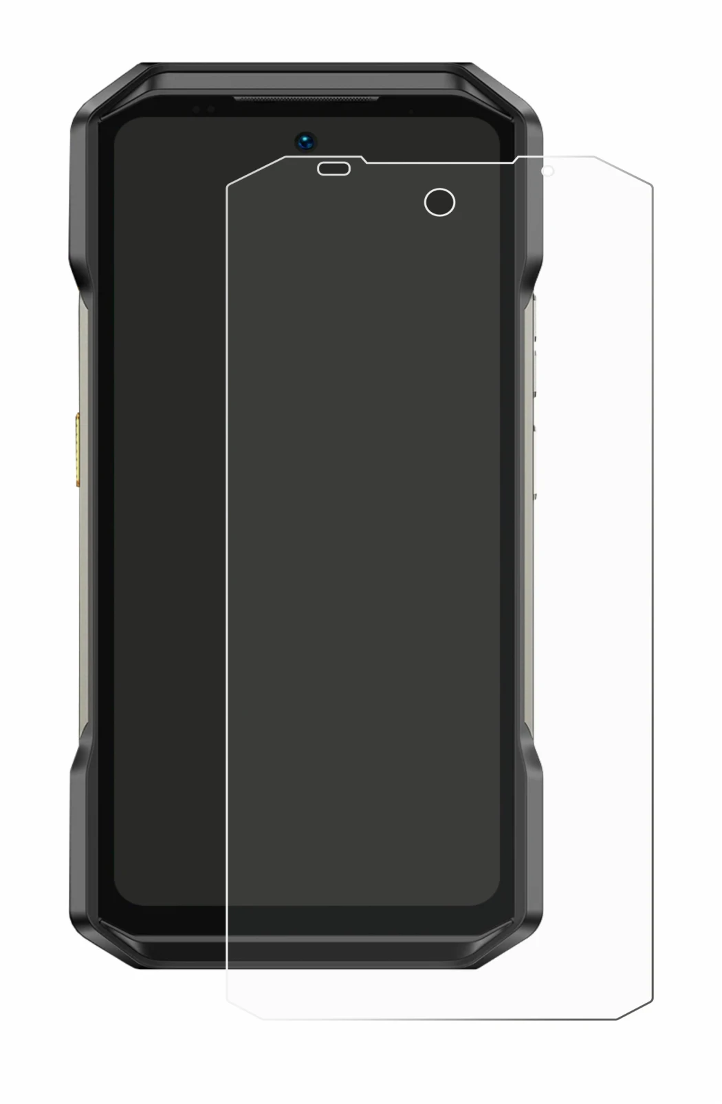 Image of the device Ulefone Armor 27T Pro with a wide variety of screen protectors.