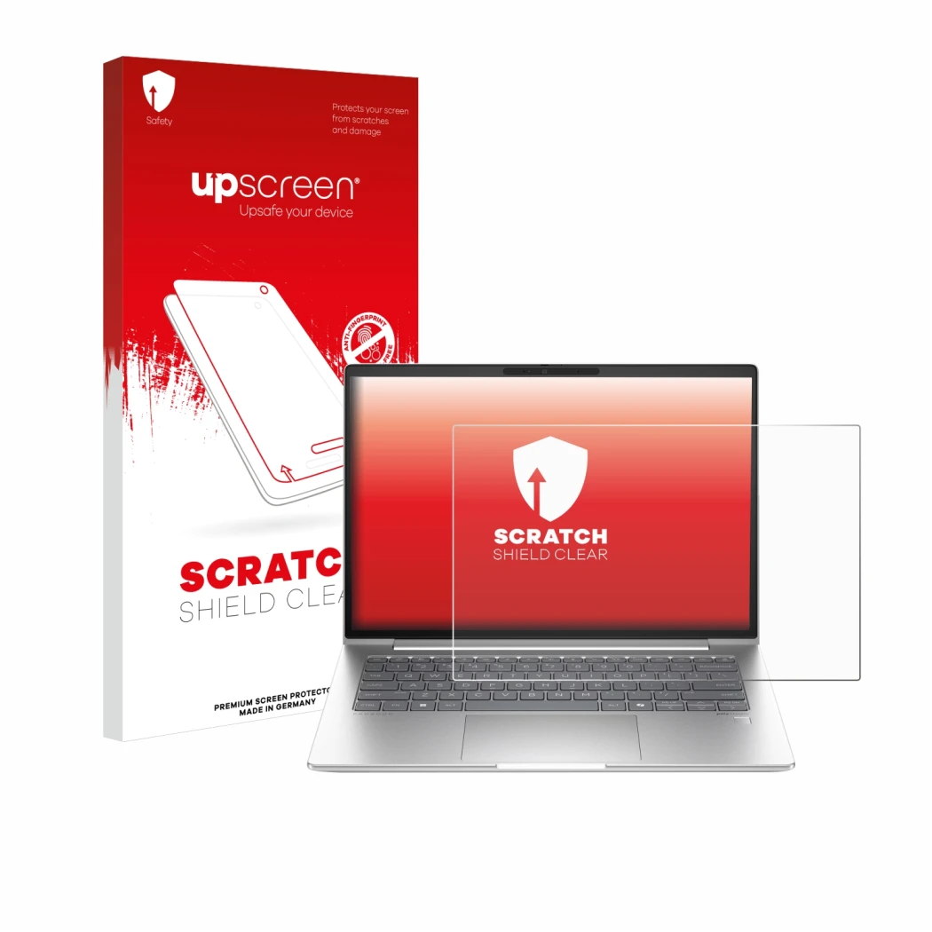Front side of a product packaging with the brand logo upscreen. Next to it is the device HP ProBook 440 G11 shown with the cor