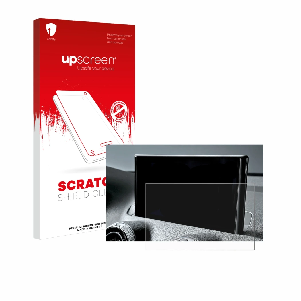 Front side of a product packaging with the brand logo upscreen. Next to it is the device Audi Q2 Facelift 2024 shown with the 