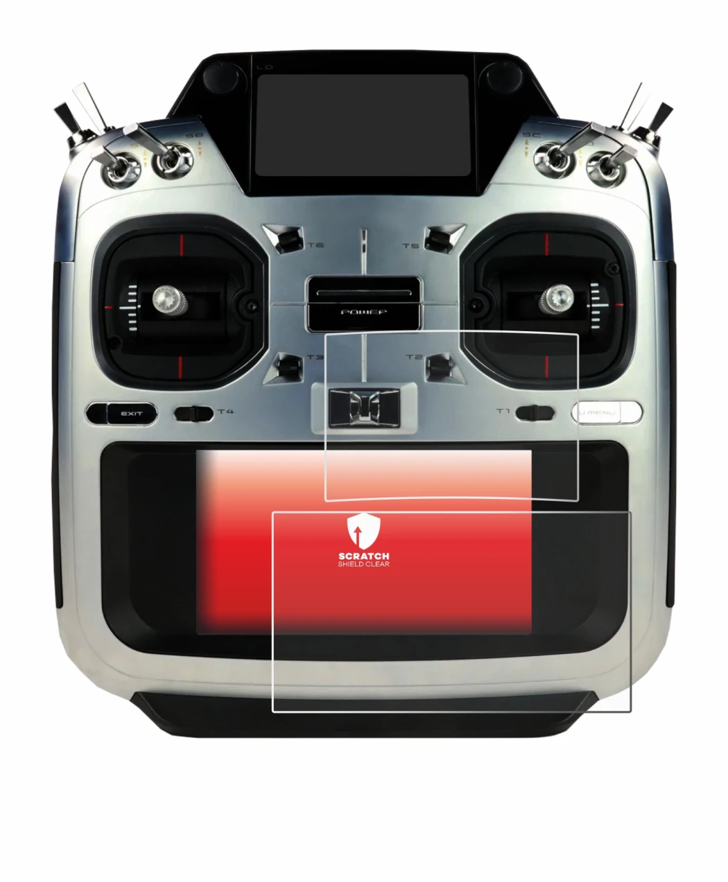 Image of the device Futaba T26SZ with a wide variety of screen protectors.