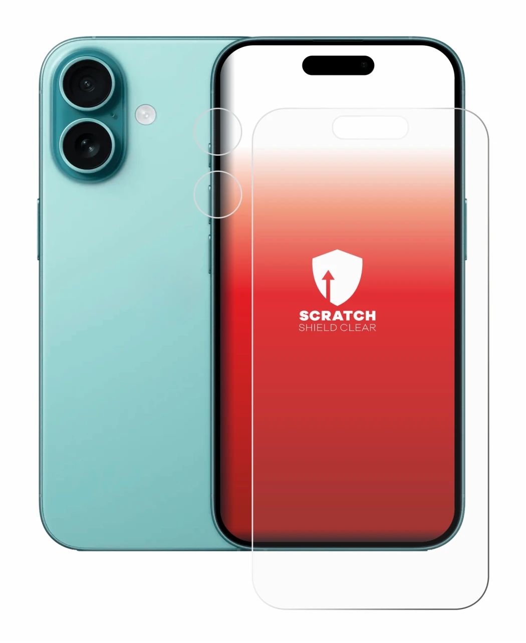 Image of the device Apple iPhone 16 (Front+Camera) with a wide variety of screen protectors.