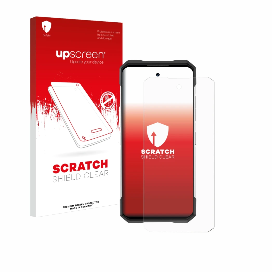 Front side of a product packaging with the brand logo upscreen. Next to it is the device Doogee S200 shown with the correspond