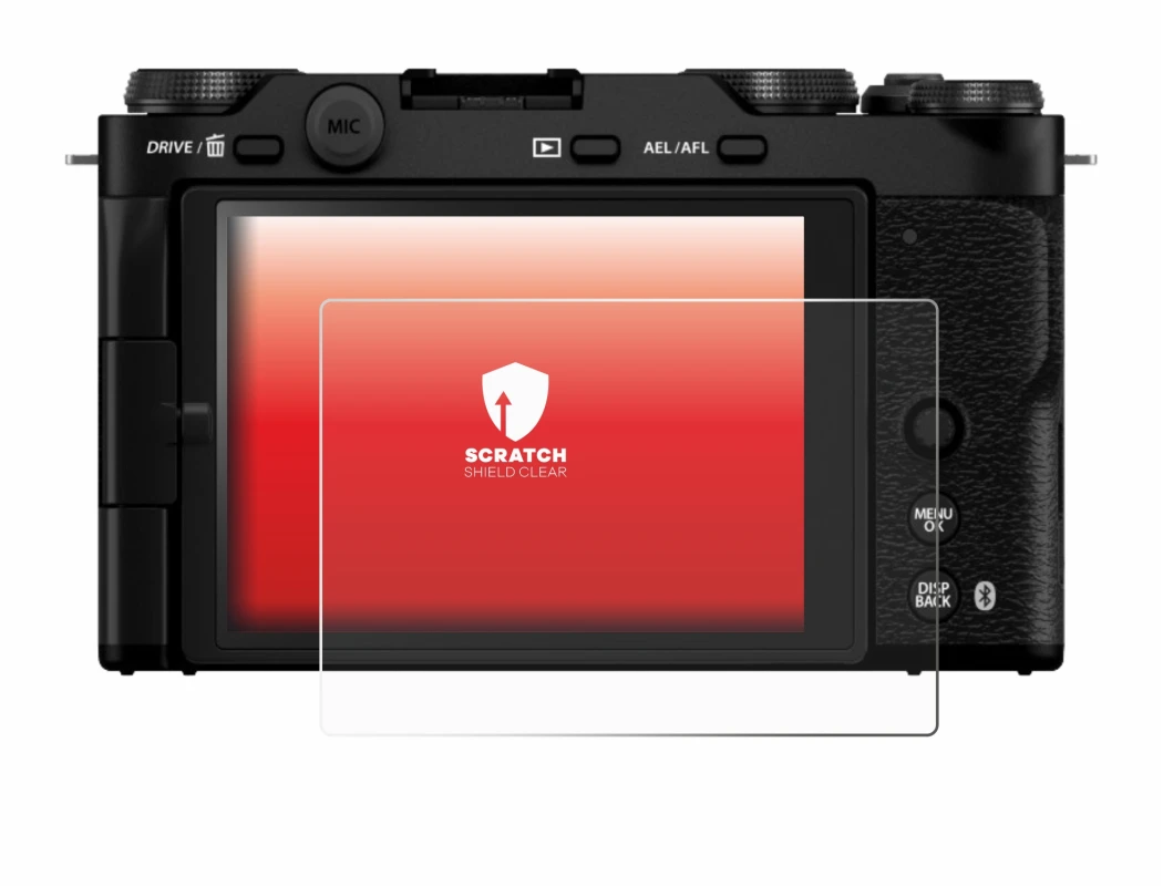 Image of the device Fujifilm X-M5 with a wide variety of screen protectors.