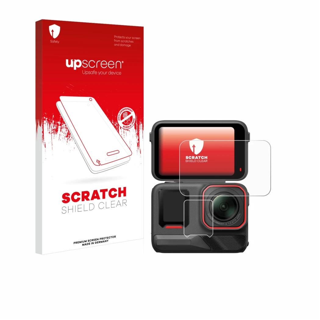 Front side of a product packaging with the brand logo upscreen. Next to it is the device Insta360 Ace Pro 2 shown with the cor