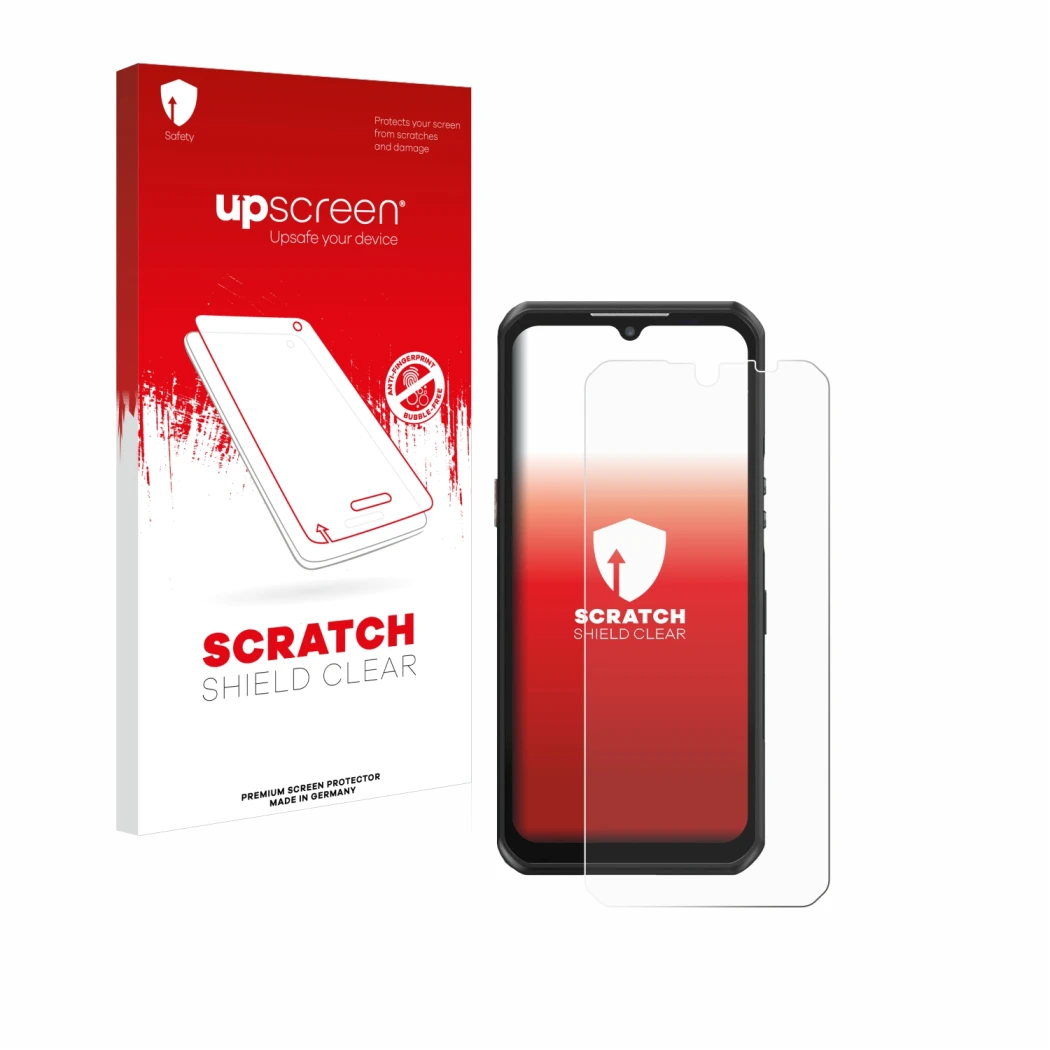Front side of a product packaging with the brand logo upscreen. Next to it is the device Oukitel WP39 shown with the correspon