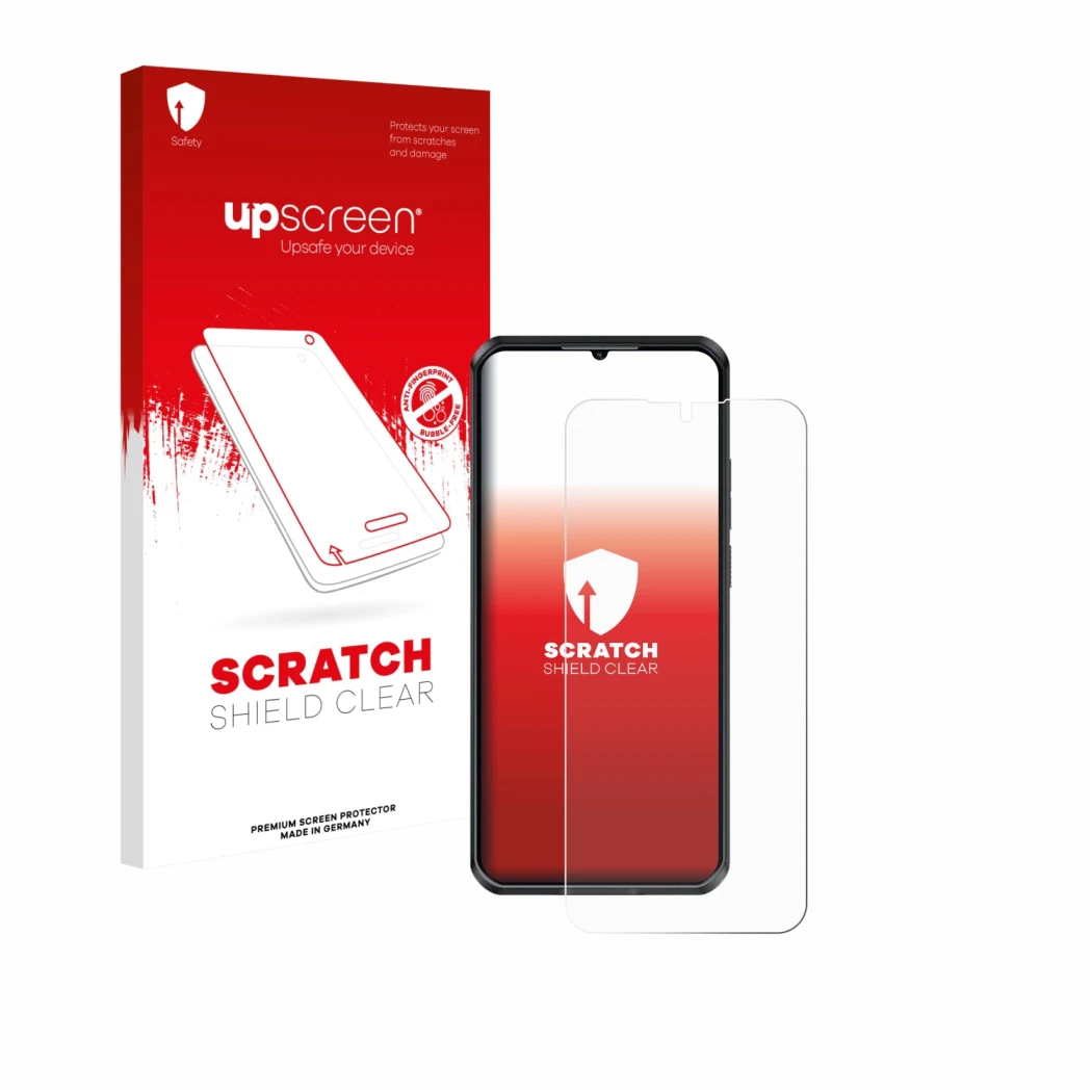 Front side of a product packaging with the brand logo upscreen. Next to it is the device Oukitel WP52 shown with the correspon
