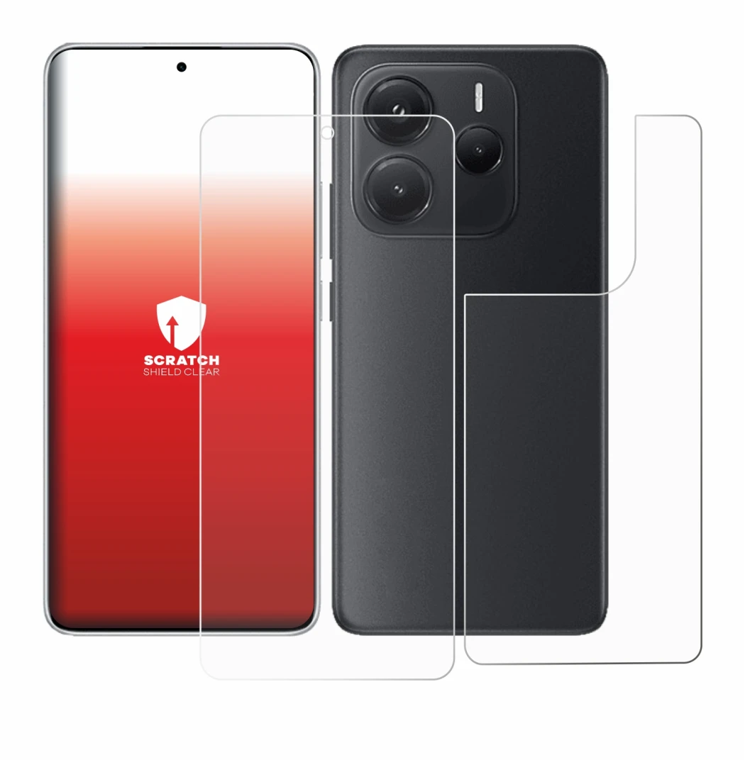 Image of the device Xiaomi Redmi Note 14 (Front+Back) with a wide variety of screen protectors.