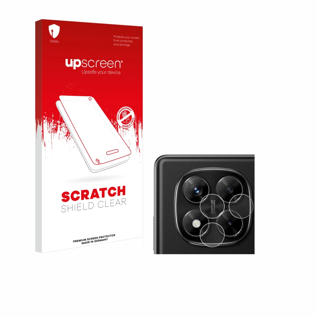 Front side of a product packaging with the brand logo upscreen. Next to it is the device Xiaomi Redmi Note 14 Pro (ONLY Camera