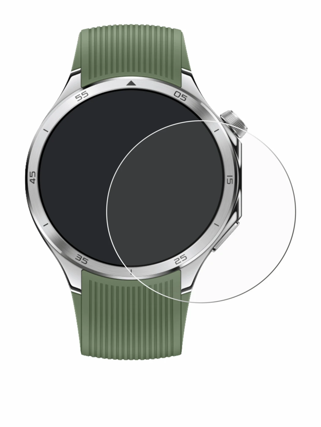 Image of the device OnePlus Watch 3 with a wide variety of screen protectors.