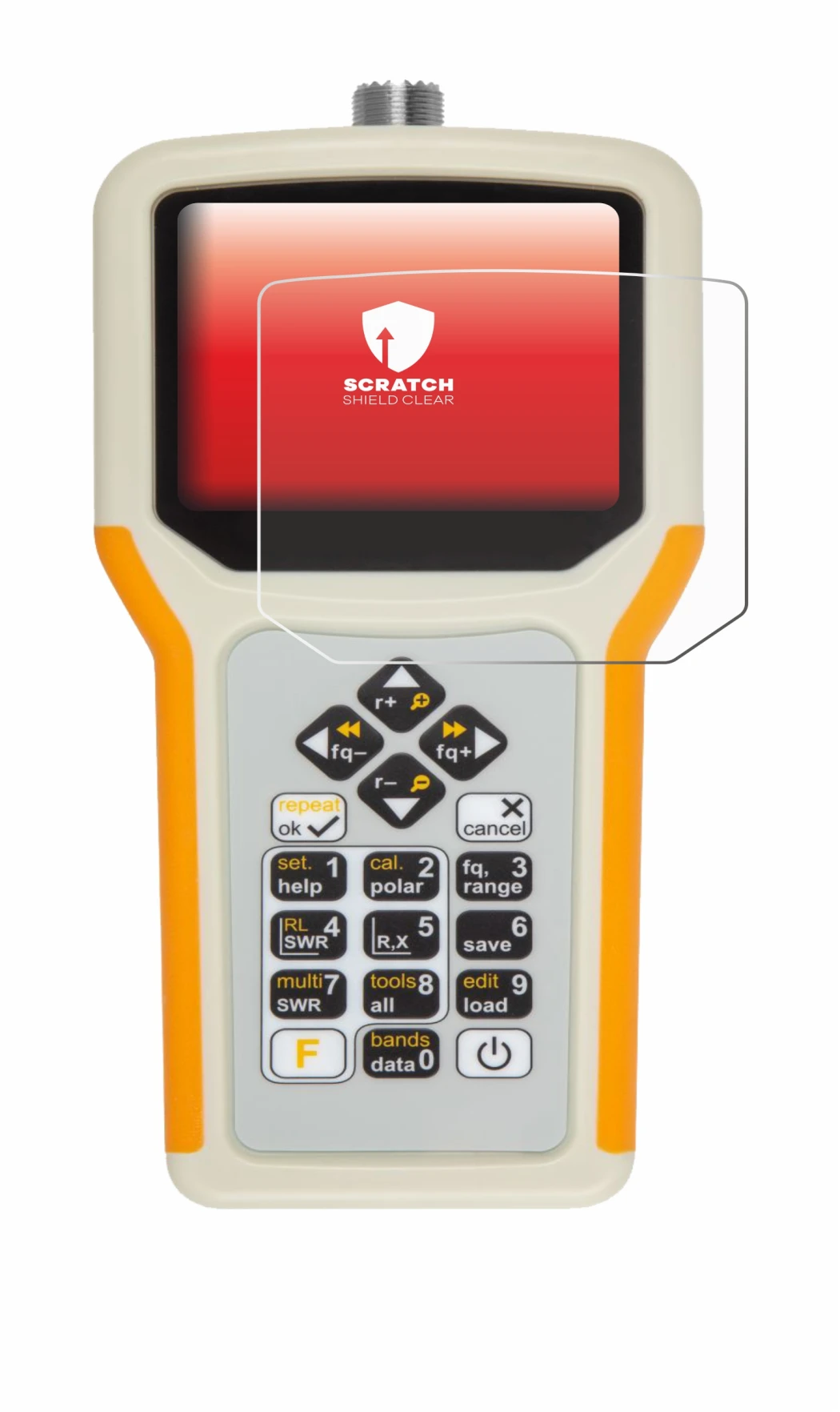 Image of the device RigExpert AA-55 Zoom with a wide variety of screen protectors.