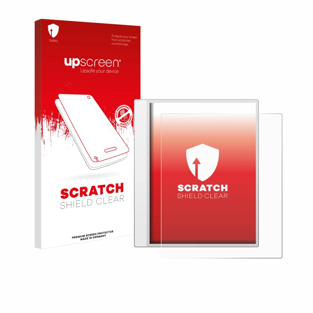 Front side of a product packaging with the brand logo upscreen. Next to it is the device Boox Note Max shown with the correspo