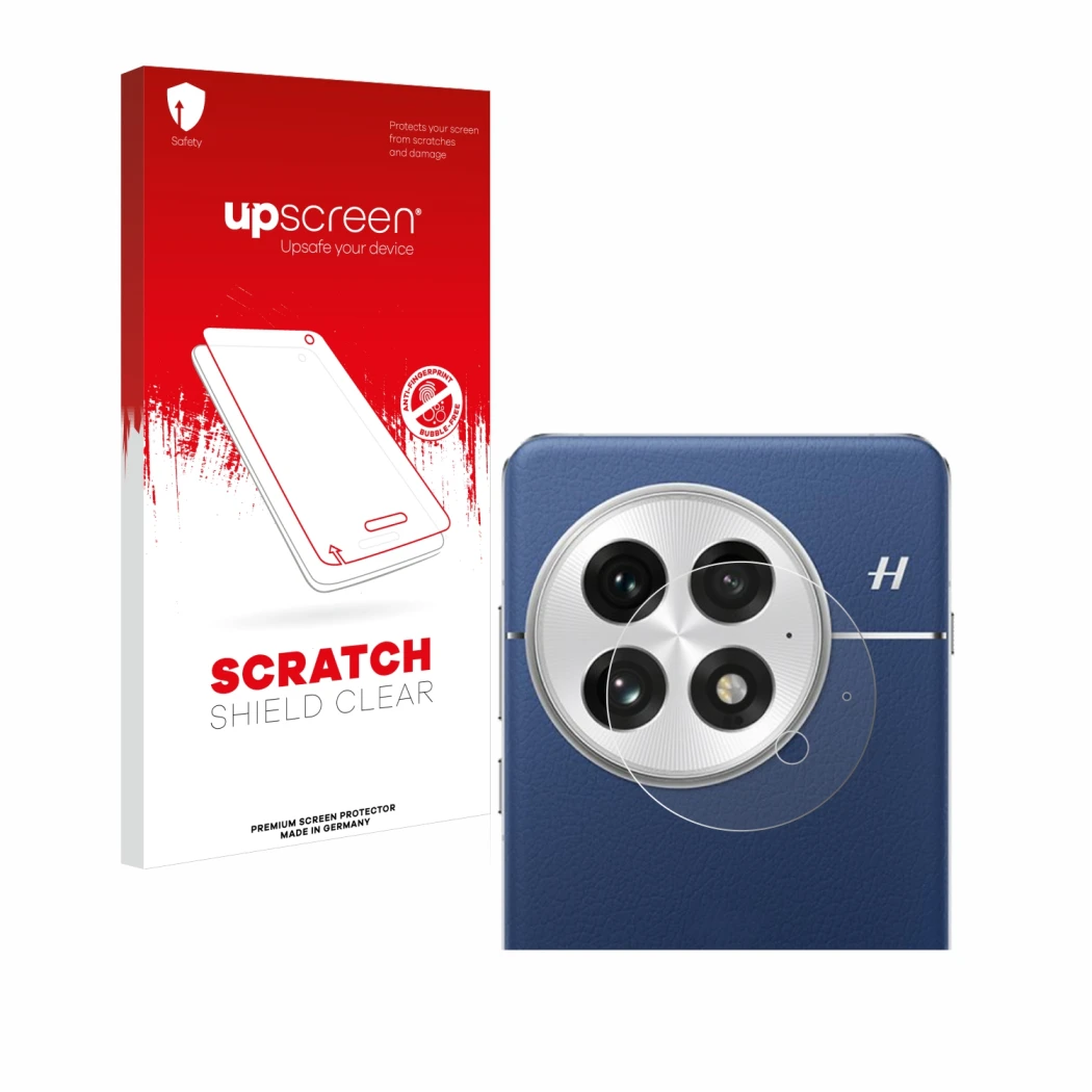 Front side of a product packaging with the brand logo upscreen. Next to it is the device OnePlus 13 (ONLY Camera Lens) shown w