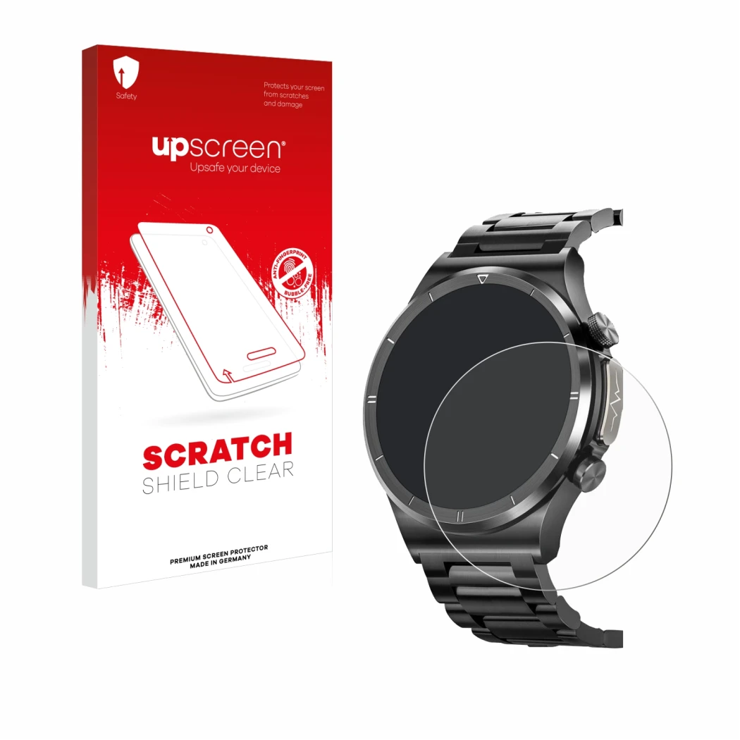 Front side of a product packaging with the brand logo upscreen. Next to it is the device Banlvs Smartwatch 1.39