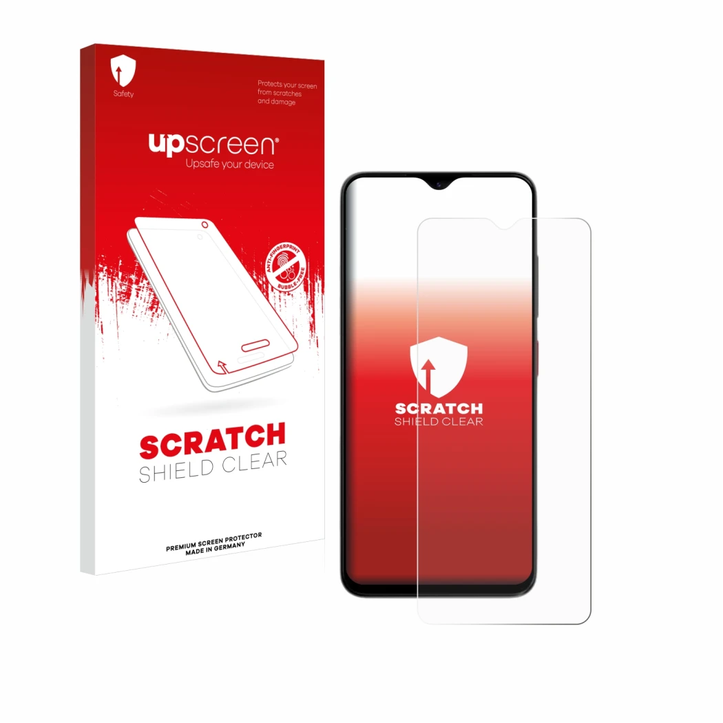 Front side of a product packaging with the brand logo upscreen. Next to it is the device ZTE Blade A35e shown with the corresp